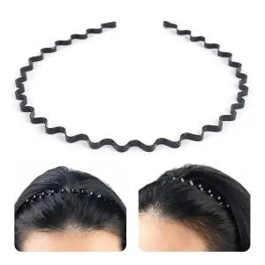 블랙 웨이브 헤어밴드 얇은 머리띠 고탄력 세안머리띠