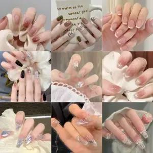 고품질 붙이는 파츠 손톱 세트 풀팁 셀프 젤 팁 아트 젤네일스티커 (WFKANIQ)