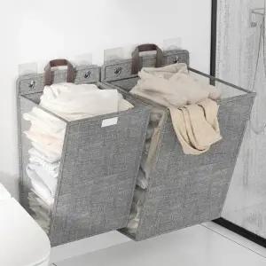 사각 모던 세탁물 빨래 바구니 수거함 중형 베이지 (WFKAY98)