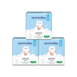 시크릿데이 생리대 순한코튼 슬림핏 대형 14PX3팩