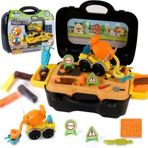 크렐로시 시멘트 믹서 색상 반죽 세트 건설 트럭 도구 키트 3세 이상 용 휴대용 케이스가 있는 DIY 아트