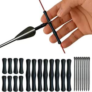 NRJSSCC 8세트 양궁 활시위 핑거 가드 세이버 리커브 및 전통 개방형 사냥용 필수 액세서리 표적 연습 블랙