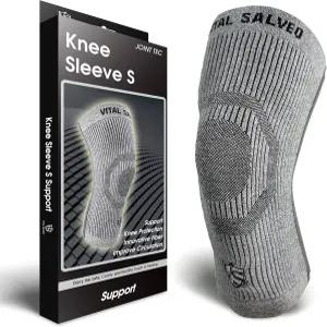 바이탈 살베오 무릎 압박 슬리브 보호대 S-서포트 농구 체육관 운동 스포츠 라이트 그레이 (1PC) 대형