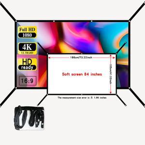 휴대용 프로젝션 스크린 84인치.  백색 영화 걸이 구멍 확장. HD 지원