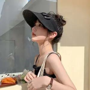 블랙 차단 라탄 모자 클래식 햇빛가리개