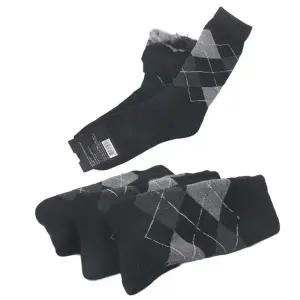 남성 아가일 기모 두꺼운 겨울 장목양말 블랙 3켤레