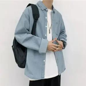 남자 데님셔츠 편한 오버핏 긴팔 남방 상의 (WFKBJNU)