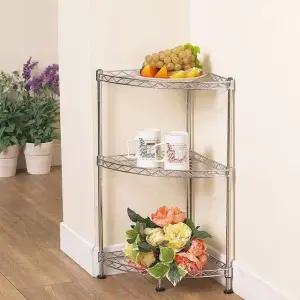 3단코너랙 모서리철제선반 화장실 위치조절철제코너선반 3단 견고성 소