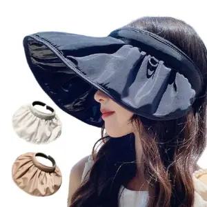 (이거찜) 롤업 와이어 썬캡 헤어밴드 겸용 밀짚 썬캡모자 여자선캡