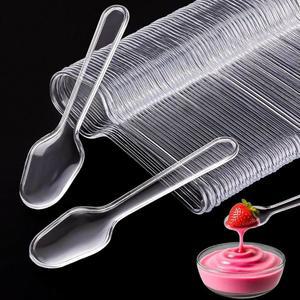 토넥 500개 일회용 투명 플라스틱 미니 스푼 젤리 푸딩 요거트 아이스크림 디저트 케이크 애피타이저 파티에 가장 적합합니다