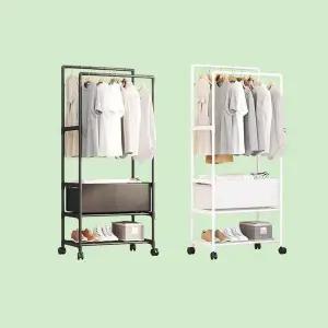 [하프클럽/]옷걸이 2단 정리함 원룸 바구니 행거