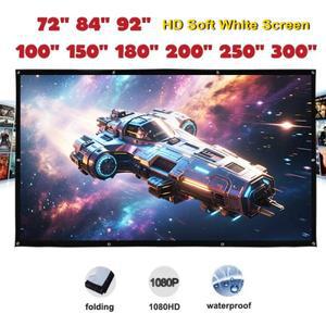 프론트 프로젝션 고대비 HD 소프트 화이트 스크린 간편 휴대용 패브릭 아이렛 매트 4K 최대 300인치
