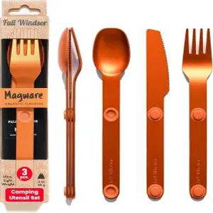 풀 윈저 - Magware 마그네틱 캠핑 식기 세트 요리 및 야외 식사 여행 도구 나이프 포크 스푼 배낭 여행용