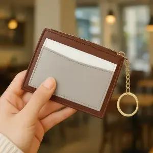 고품질 클로닛 슬림 카드지갑(브라운) 키링 교통카드지갑 여성지갑 (WFKDZ6O)
