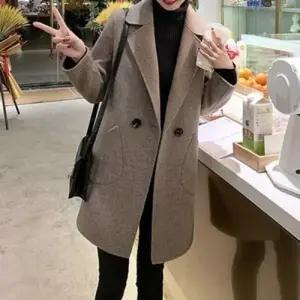 여자코트 모직 블루 코트 롱 루즈핏 추동 힛템