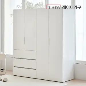 레이디가구 빈트 베이직 수납 시스템 옷장 1600 B세트 (800 긴옷장 + 800 3단 서랍 옷