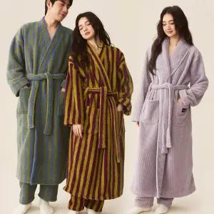 [몽트노블]극세사 로브 가운 커플 수면 잠옷 겨울 빅사이즈 사워 홈웨어