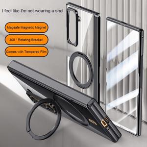 삼성 호환 갤럭시 호환 Z 폴드 SE 스페셜 W25 6 슬림 5G 전기 도금 마그네틱 브래킷 힌지 커버 (강화 필름