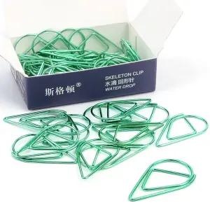물방울 클립 그린 50P 페이퍼 서류 문서 사무용 클립 디자인클립 컬러클립