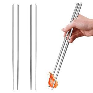순수 티타늄 요리 젓가락, 12.6인치 초장 - 재사용 가능한 냄비, 볶음 및 파스타 주방 도구 세탁기 안전(2쌍)