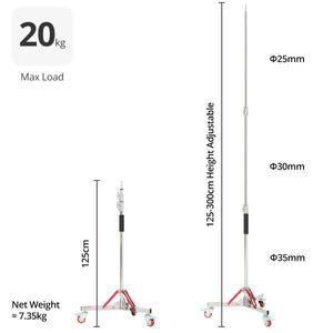 호환 Ambitful AS-300 헤비 듀티 스테인리스 스틸 라이트 스탠드  휠 로드 베어링  고강도 사진 작업용 플