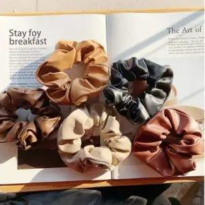 [콩심팥심]헤어슈슈 머리 인조가죽 레더헤어끈 미니헤어슈슈 가