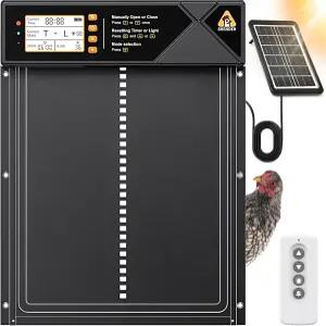 타이머 및 광 센서가 장착된 대형 태양열 자동 닭장 문 LCD 디스플레이가 알루미늄 가금류 리모컨 수동