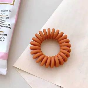 헤어끈 전화선 오렌지 무광 스프링 머리끈 머리묶기
