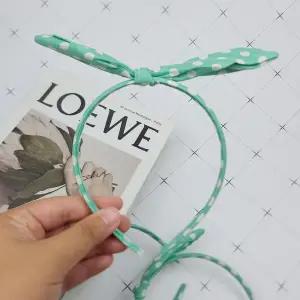 [셀러에이드]땡땡이 리본 머리띠 그린 도트 귀여운 머리띠