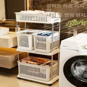 빨래바구니 선반 바구니 대나무 슬라이딩