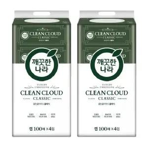 깨끗한나라 클린클라우드 클래식 물티슈 캡100매 x8개