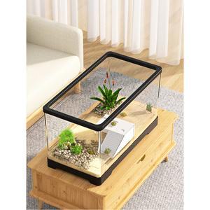 거북이 어항 대형 바퀴형 화이트 열대어 배수 가벼운 이동식 60x40x30흰색