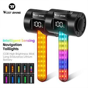 WEST BIKING 자전거 후미등 스마트 센싱 LED 전원 표시 테일라이트 타입-C 충전 방수 MTB 로드 바이크 액세