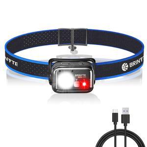 브라이닛 HC01 1000 루멘 충전식 헤드램프 USB-C 듀얼 파워 LED 헤드라이트, 레드 라이트 AAA 백업, 캠핑 필수품 및 사냥 장비용 경량 하드햇 포함