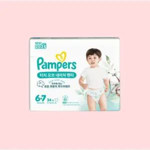 팸퍼스 터치 오브 네이처 팬티형 6단계 34매 3개 일회용기저귀 아기기저귀