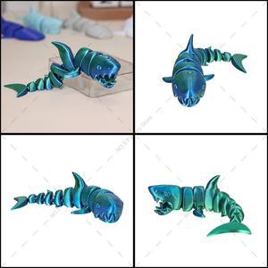 몽테조이 3D 인쇄 상어 액션 피규어 다중 관절 움직일 수 동물 공예 입상 홈 장식 어린이 장난감을 크리스