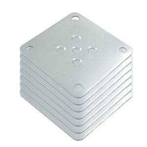 Unlorspy 실버 메탈 마운팅 플레이트 4개, 7x7cm(2.76x2.76인치), 소파 /테이블 /의자 다리용 5홀 아연 도금 브래킷, 나사가 있는 튼튼한 플랫 하드웨어