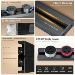 벽 파워 트랙 레일 어댑터 알루미늄 C 내장 220V 타워 콘센트 멀티 소켓 주방액세서리 25A 한국플러그 세트 다중 전기콘센트 주방 장착 USB 전기 매립콘센트 멀티탭 EU 한국형 복스알 변환 플러그 스위치 빌트인 KR