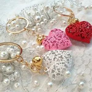 3컬러 하트모양 방울키링 여성 가방꾸미기 키홀더 (WFGRINB)