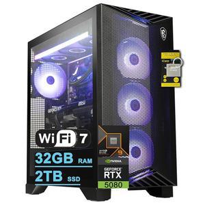 MSI 이지스 ZS2 게이밍 데스크톱 AMD 12코어 Zen 5 Ryzen 9 9900X 32GB RAM 2TB SSD GeForce RTX 5080 DLSS 4 360mm 액체 쿨러 850W 80+ 골드 PSU 지원 HDD Win11 w / ICP 허브