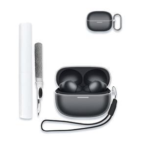 샤오미 레드미 버즈 6 프로 무선 노이즈 캔슬링 블루투스 이어폰 케이스 커버, 열쇠고리가 있는 WUNIAK 클리어 소프트 TPU 커버 및 여성용 남성용 충격 방지 피부 클리너 키트,