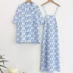 패턴 휴양지 커플룩 남자 셔츠 여성 원피스 시밀러룩