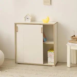 [가구리빙]에코키즈 슬라이드 도어 800 책장 수납장 creamwhite