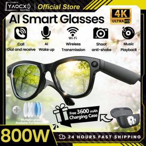2026 4K HD AI 스마트 안경 32GB 저장공간 800MP 카메라 WiFi 전송 BT 통화 Chat GPT 음성 비서 3600mAh 충