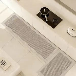 MORIIV 오염제거 빨아쓰는 프리미엄 발판 모던 체크 스트라이프 주방 씽크대 욕실 호텔 현관 생활 방수 규조토 논슬립 싱크대 PVC 발 매트