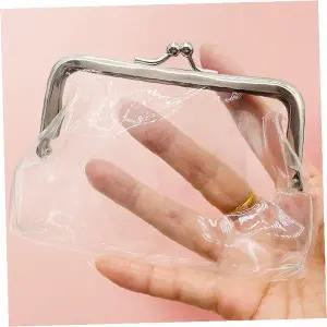 투명 클러치 동전 지갑 똑딱이 금속 프레임 미니 파우치