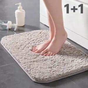 MORIIV 수분 흡수 오염제거 빨아쓰는 실내 극세사 발수건 세탁가능 욕실 부엌 현관 화장실 호텔 뽀글이 발매트 2개