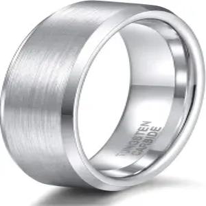 남성용 TRUMIUM 4mm 6mm 8mm 텅스텐 웨딩 밴드 링 실버 도금 매트 완성 약혼 반지 컴포트 핏 4-15