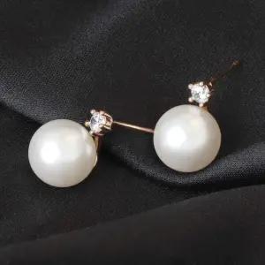 14K 골드필드 핀 큐빅 진주 베이직 혼주 결혼식 귀걸이