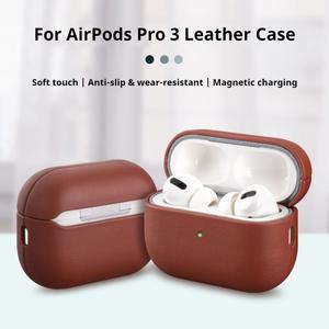 에어팟 프로 3 (2025) 무선 블루투스 헤드폰용 천연 가죽 이어폰 보호 케이스 고급 스크래치 방지 커버